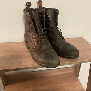 ARIAT Kids Black Paddock Boots Lace Up Equestrian Leather Size 2 Cottage Farm